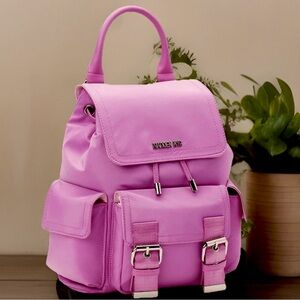 STEVE MADDEN NYC Women's PINK Buckle Flap Backpack Bag Side Pockets EUC